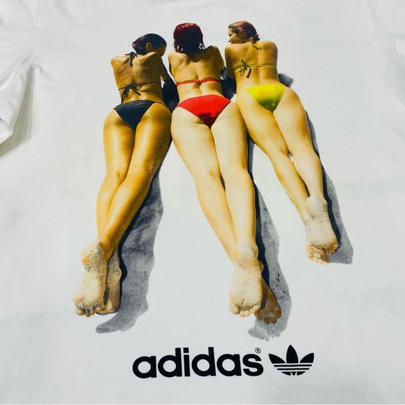 ADIDAS 3 Stripes/Bikini Girls SHIRT slim Large unisex - Picture 3 of 4